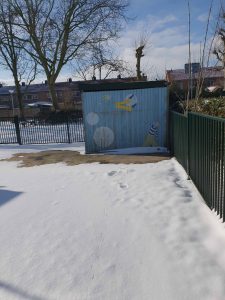 Fietsenhok Rhynenburgschool Hazerswoude Schilderen